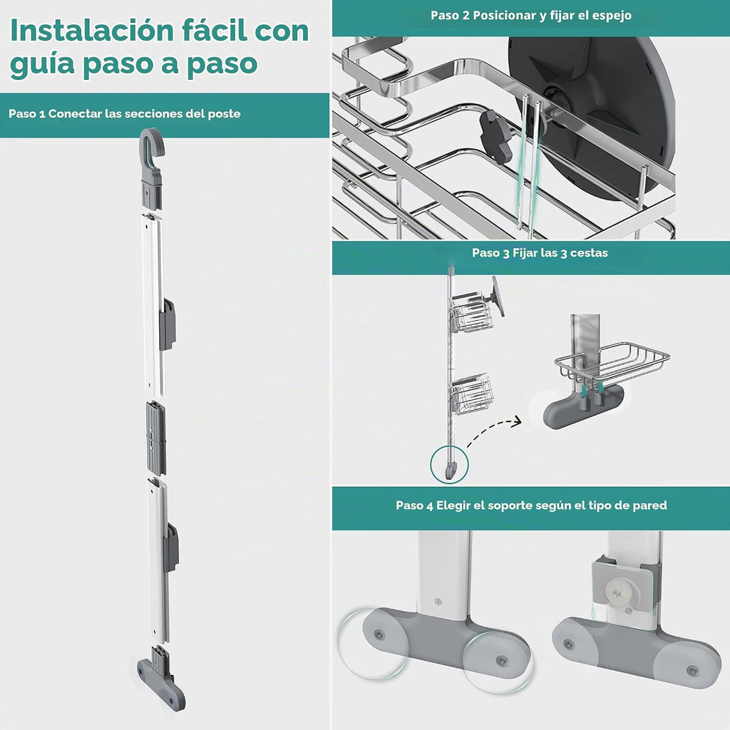 Carrito de ducha ajustable que cuelga sobre el cabezal de ducha, es...