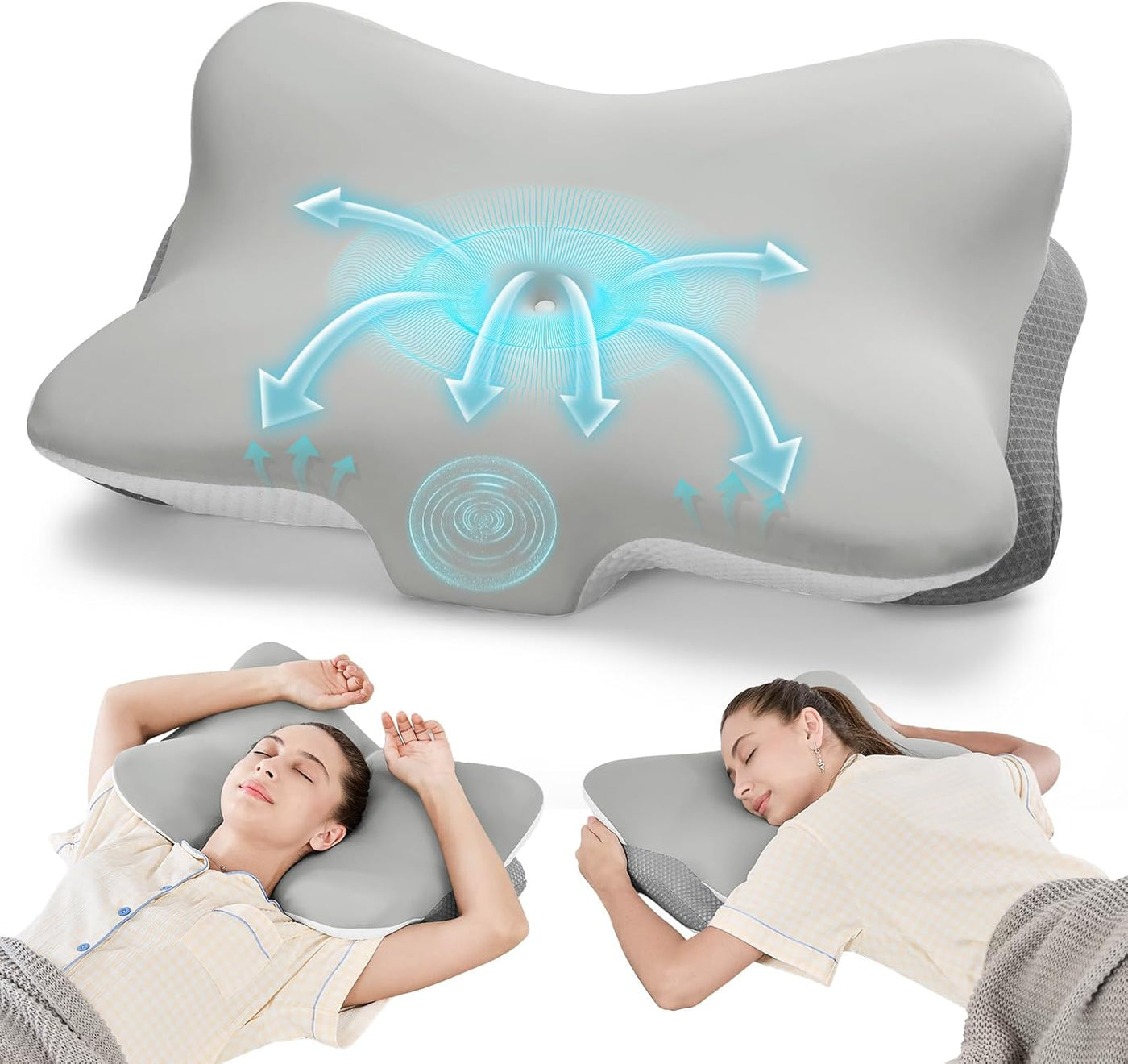 JOYENERGY Almohada cervical ergonómica de espuma viscoelástica para...