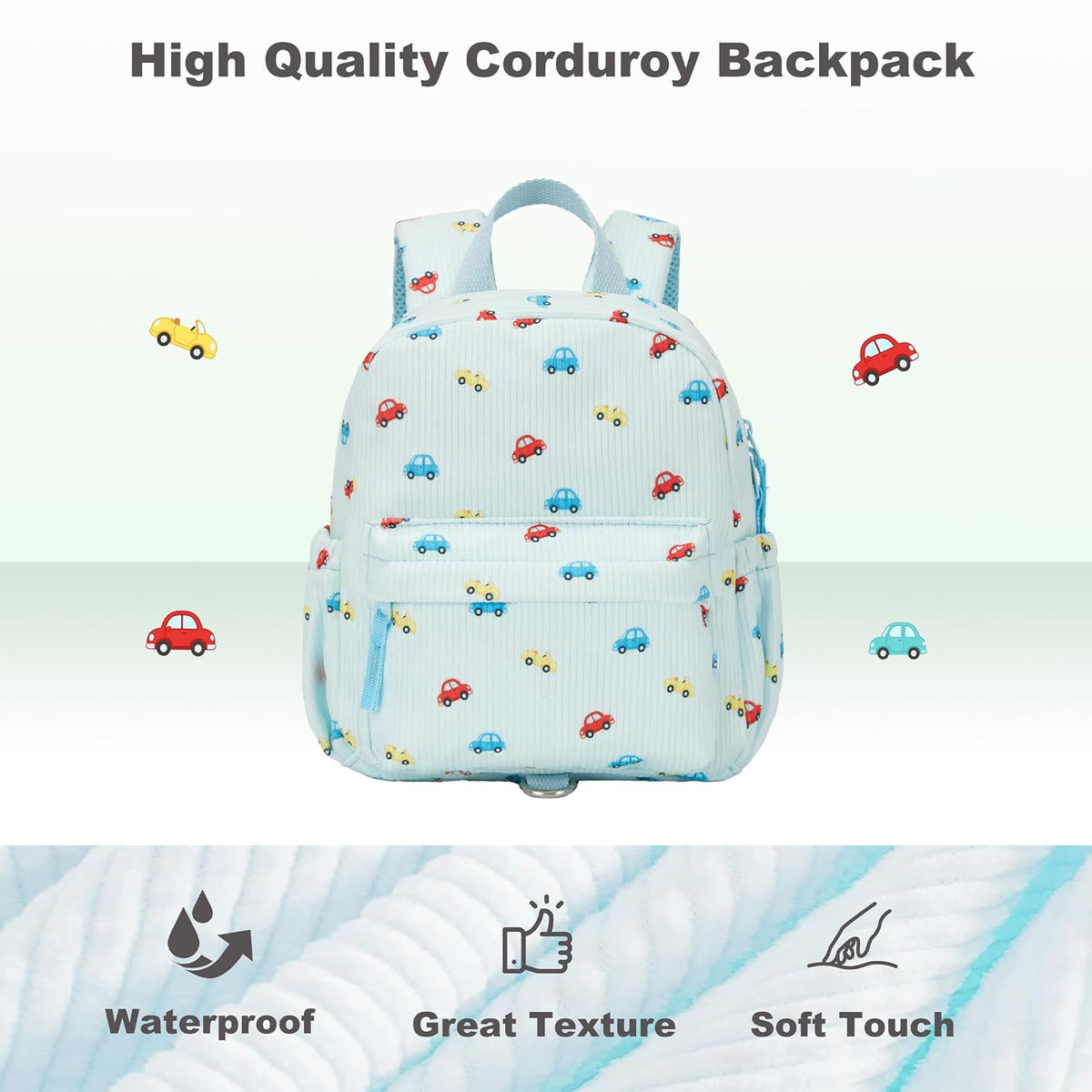 KingCheer Mochila de pana para niños pequeños con correa desmontabl...