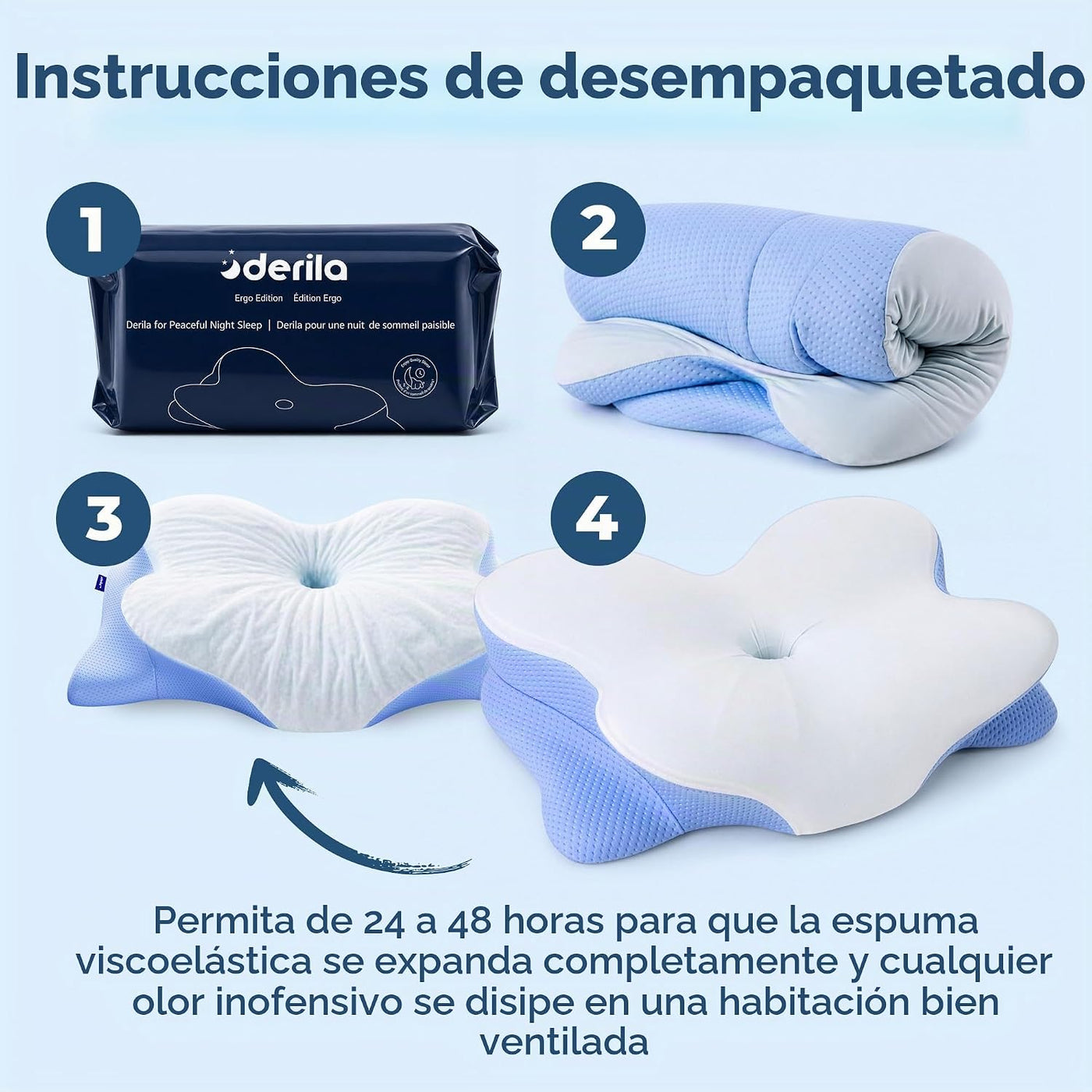 Derila Ergo Almohada Cervical de Cuello para Dormir Almohada de Con...