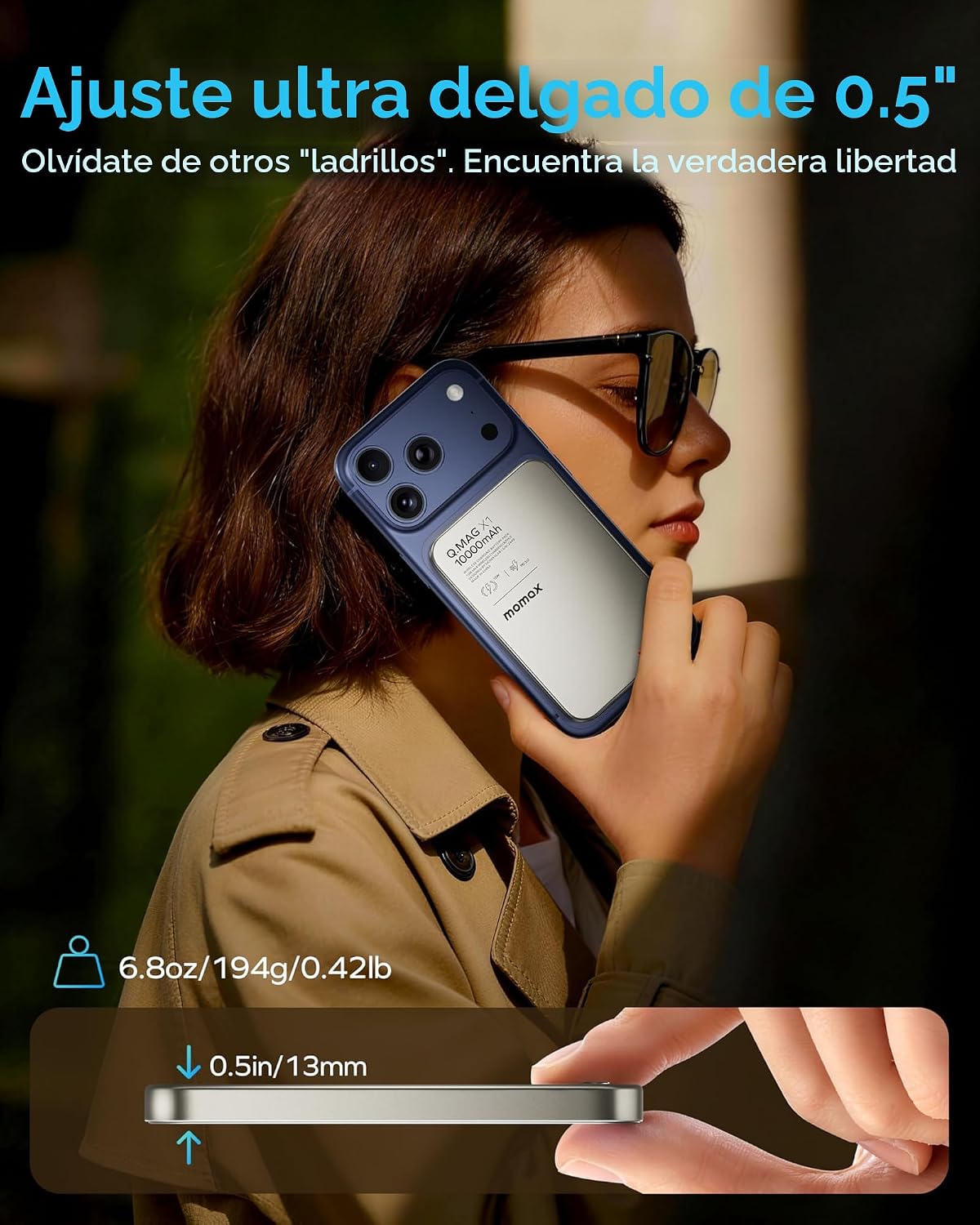 MOMAX Banco de energía inalámbrico magnético de 10000 mAh, cargador...
