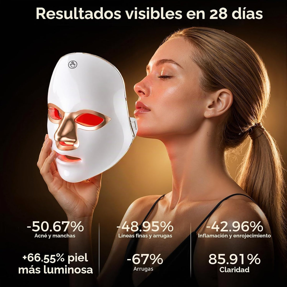 Máscara de terapia de luz roja para cara y cuello, cobertura facial...