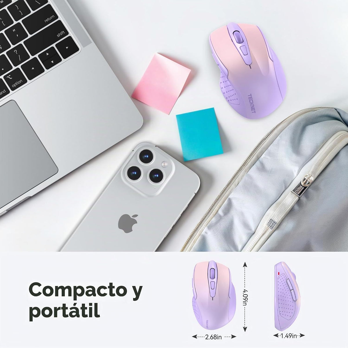 TECKNET - Mouse inalámbrico y ergonómico de 2.4 GHz, mouse óptico p...