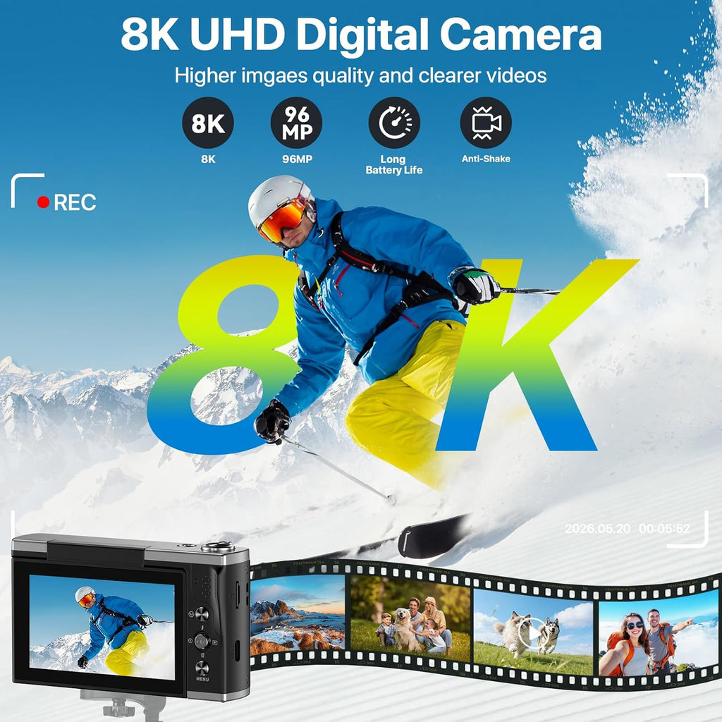Cámara digital 8K para fotografía con WiFi 96MP Autofocus Vlogging...