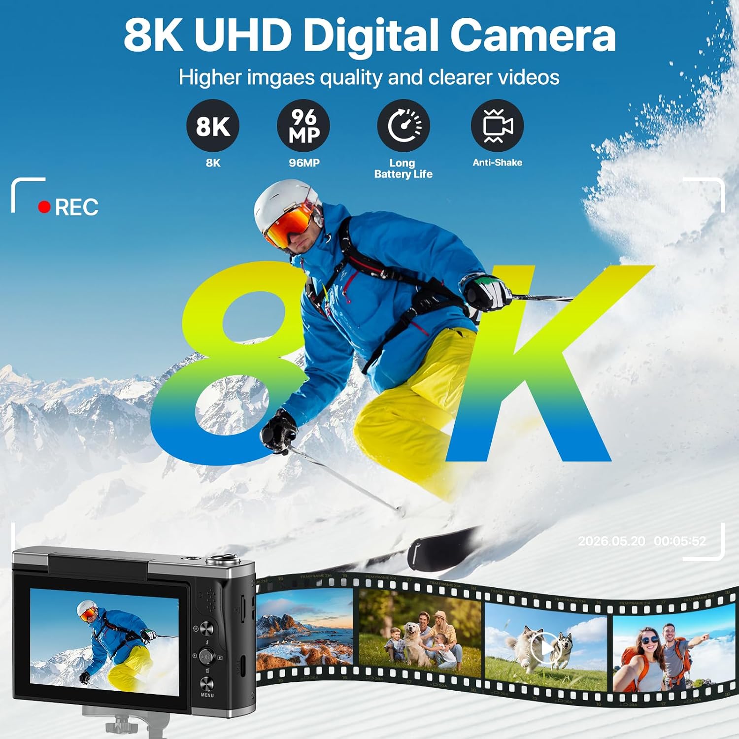 Cámara digital 8K para fotografía con WiFi 96MP Autofocus Vlogging...