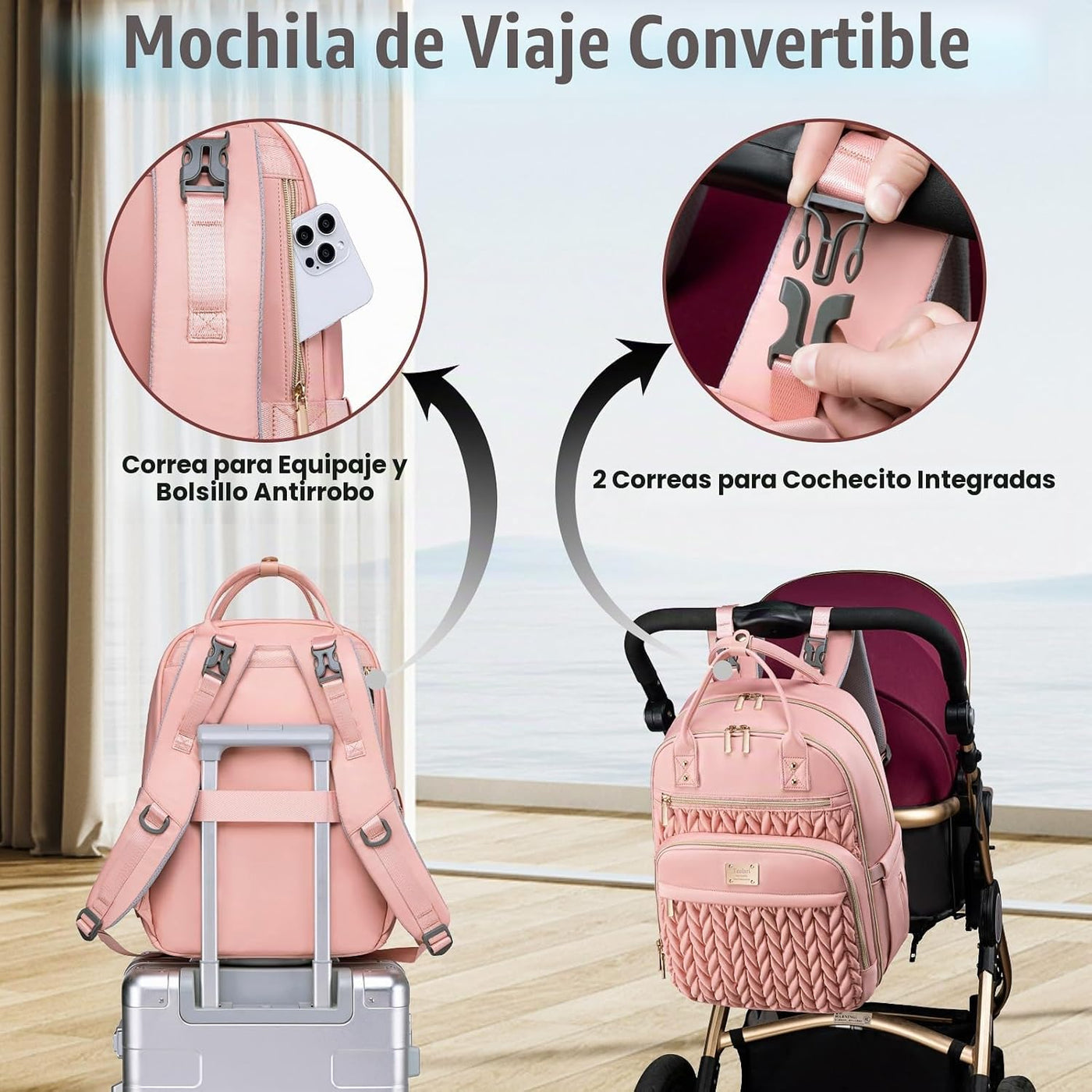 Tealari Mochila para pañales, elegante bolsa de pañales para bebé,...