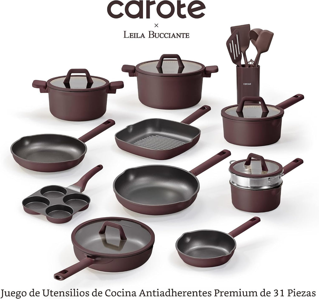 CAROTE Juego de 31 ollas y sartenes, juego de utensilios de cocina...