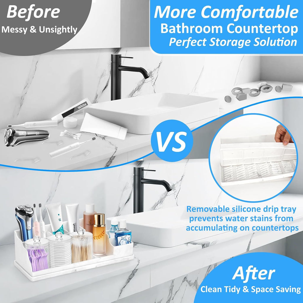 Organizador de mostrador de baño, soportes grandes de silicona blan...