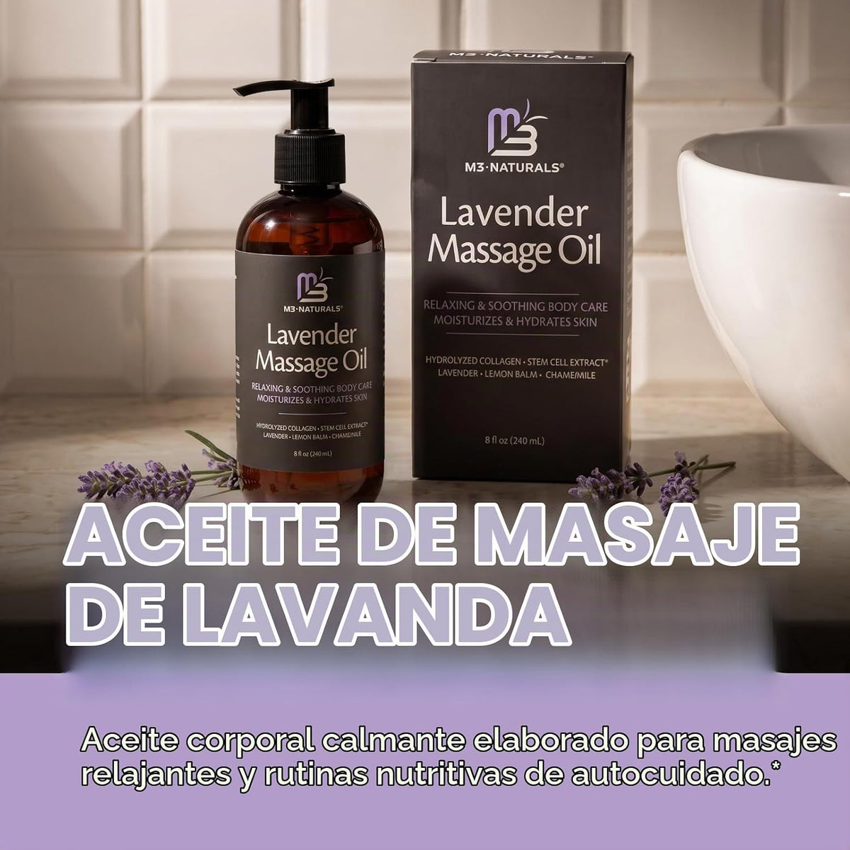 Aceite de masaje de lavanda para reafirmar la piel con colágeno | A...