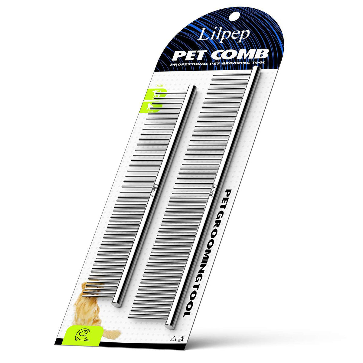 Lilpep 2 peines de metal de acero inoxidable para perros, para elim...