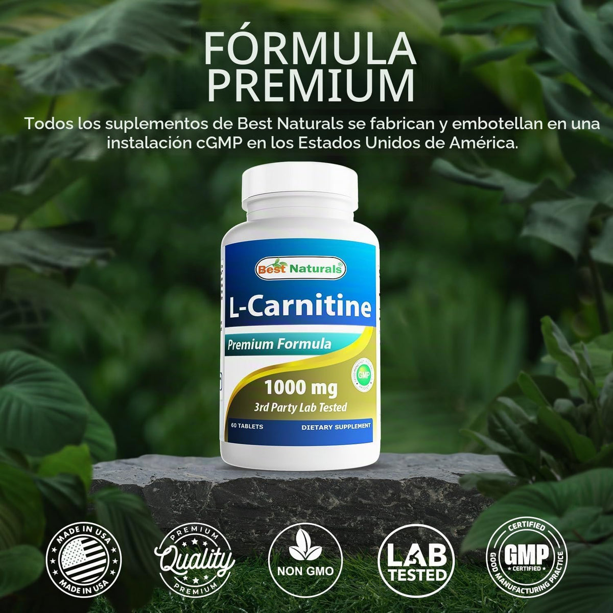 Best Naturals L-Carnitina 1000mg 60 tabletas (60 unidades (paquete...