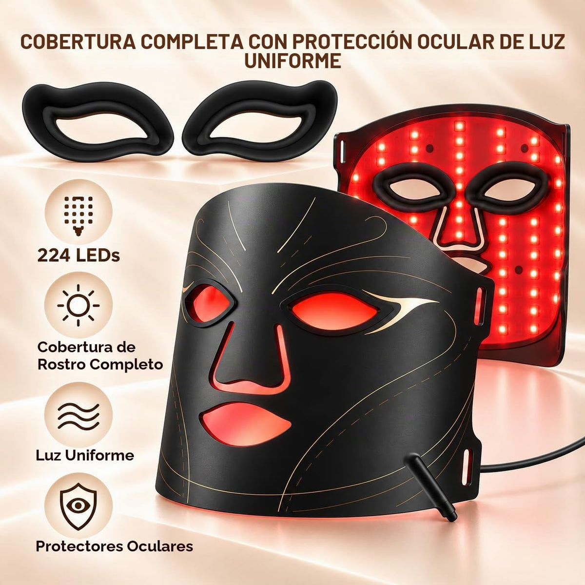 XSSNVV Terapia de luz roja para cara - Terapia de luz LED inalámbri...