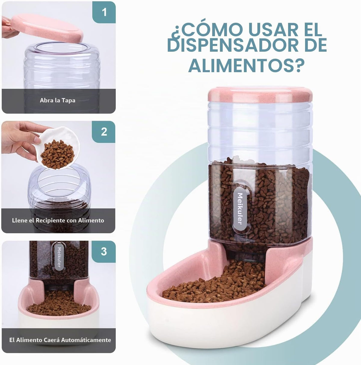 Meikuler Conjunto de Alimentador Automático para Perros y Gatos y D...