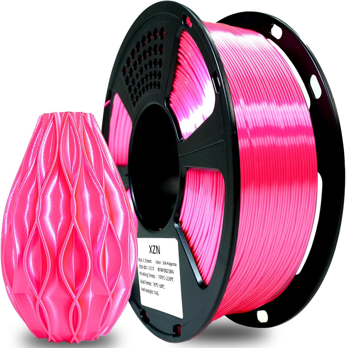 XZN Filamento PLA de seda de 0.07 in magenta, filamento de impresor...