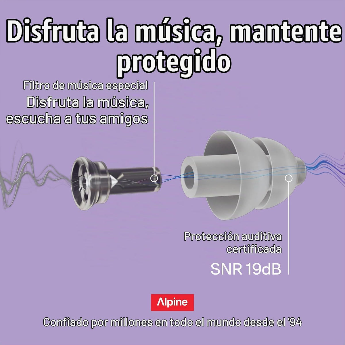 Alpine PartyPlug - Tapones para los oídos para conciertos, reducció...