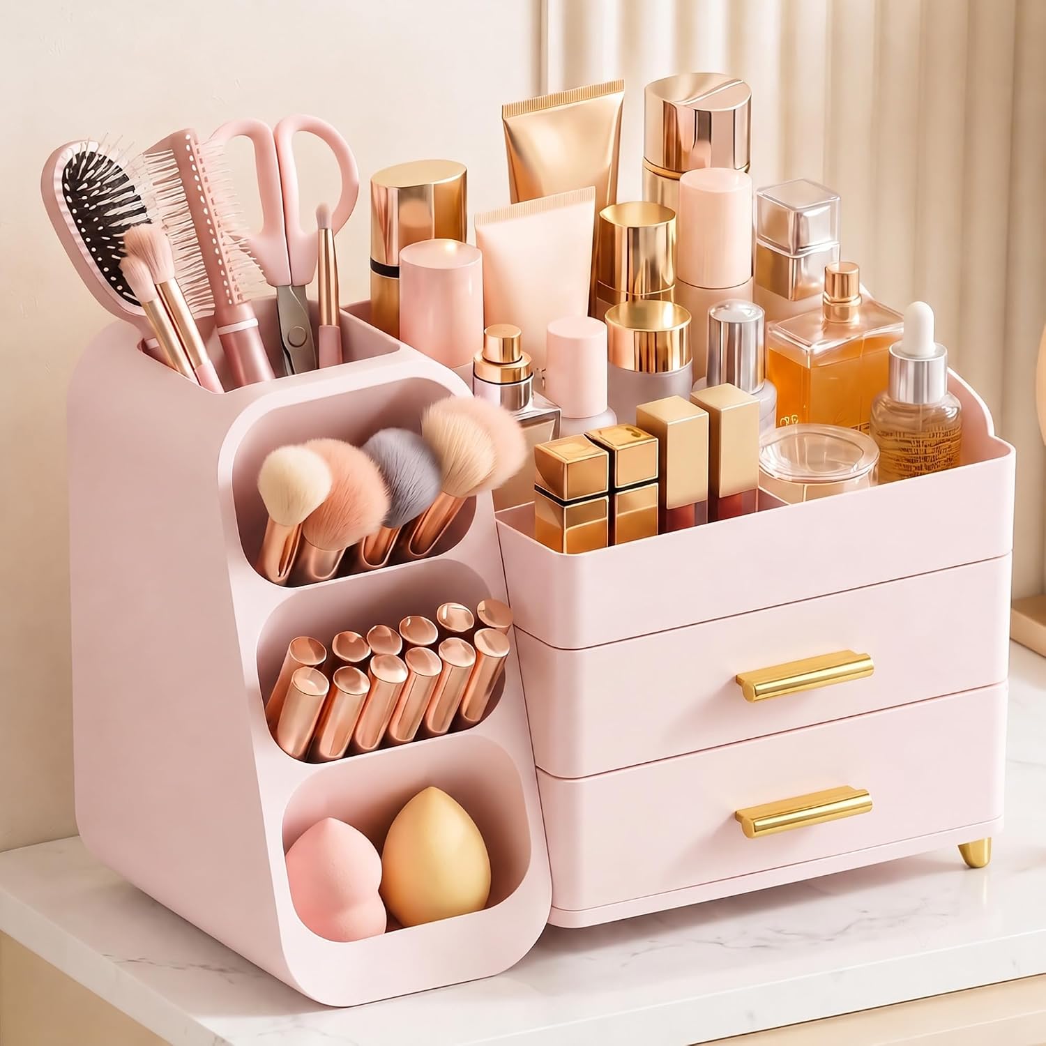 Asdbko Organizador de maquillaje de gran capacidad con soporte para...