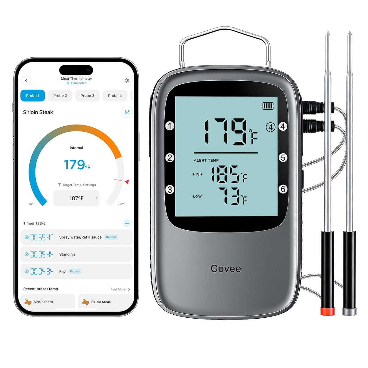 Termómetro digital para carne Govee Bluetooth con alertas de aplica...