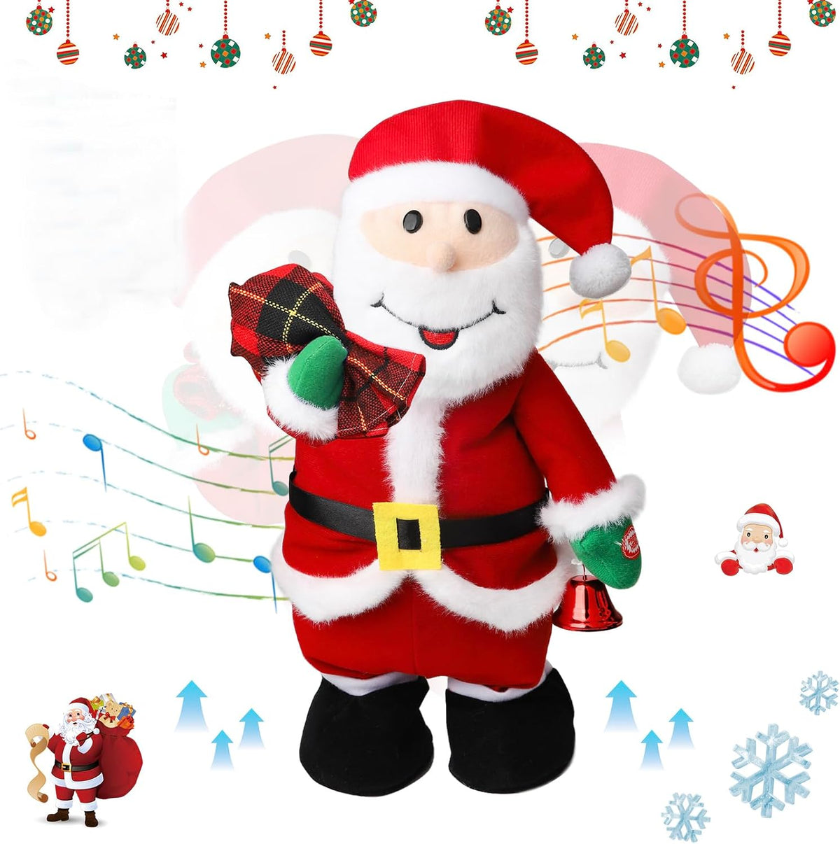 Peluche musical de Papá Noel cantante bailarín, versión de rock can...