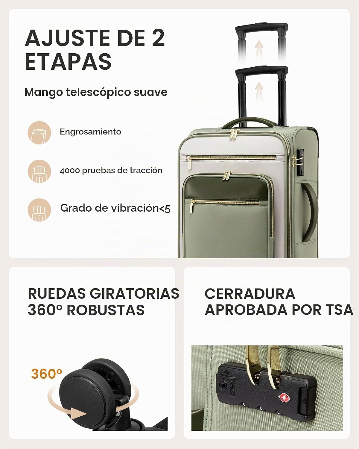 LOVEVOOK Equipaje de mano de 22 x 14 x 9 aprobado por aerolínea, ma...