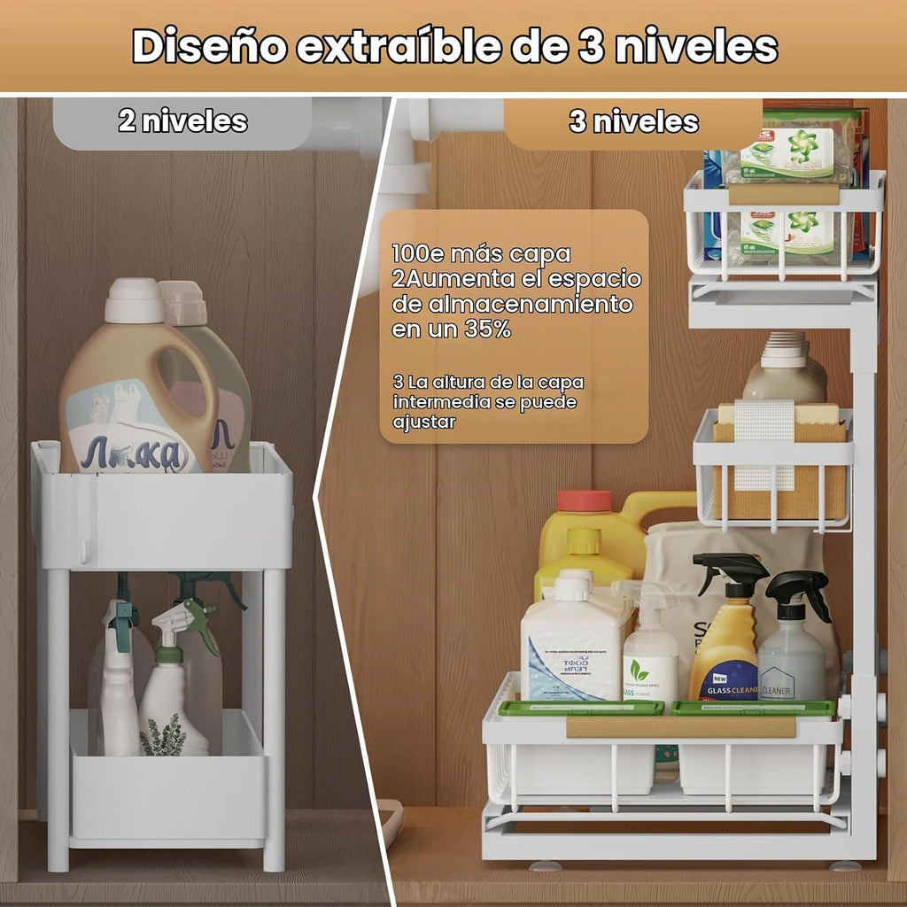 Aekenr Organizador y almacenamiento para debajo del fregadero para...