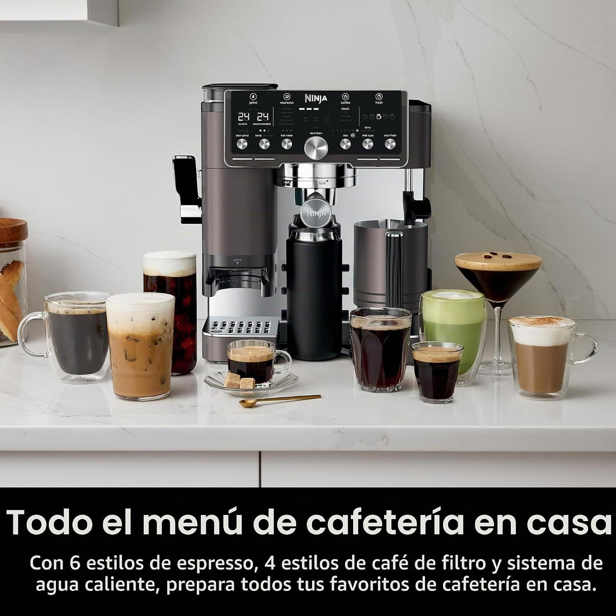 Ninja Luxe Café Pro Series, café expreso, cerveza fría, agua calien...