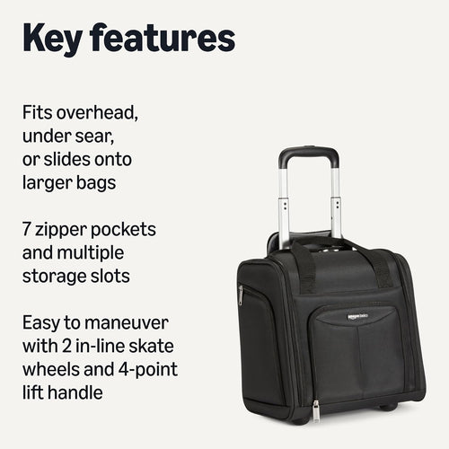 Amazon Basics Equipaje de viaje rodante para llevar a bordo, para d...