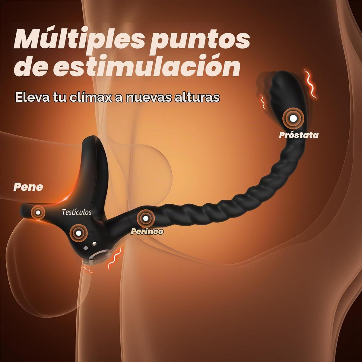 Masajeador de próstata juguetes sexuales masculinos, 10 anillo vibr...