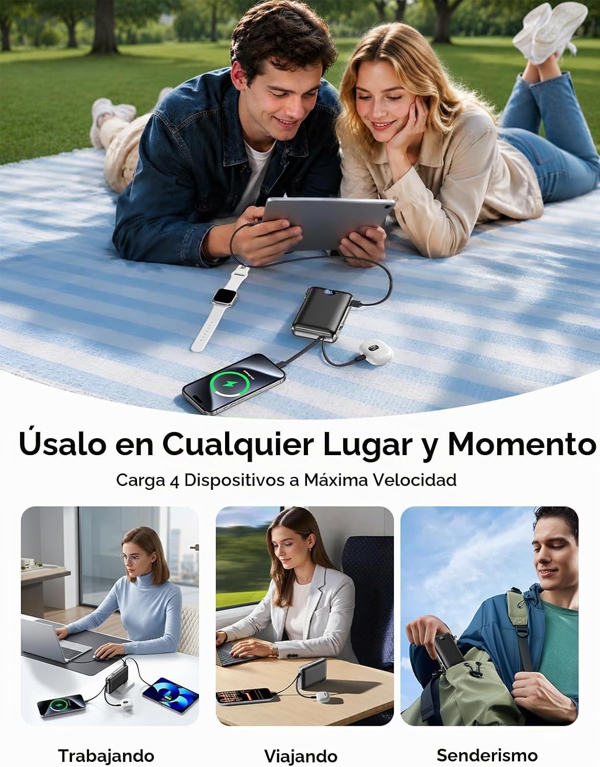 Cargador portátil Power Bank 50000mAh Capacidad masiva con enchufe...