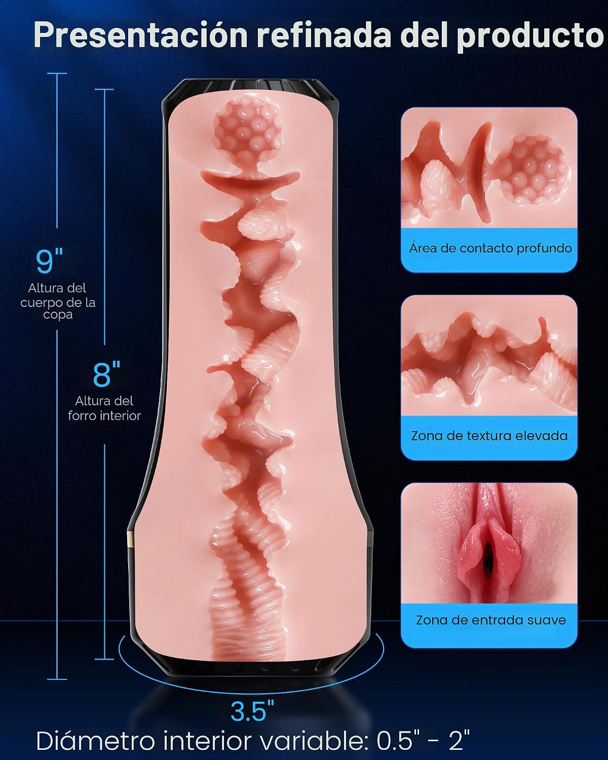 Masturbador masculino EINSEO Pocket Pussy, Stroker manual con manga...