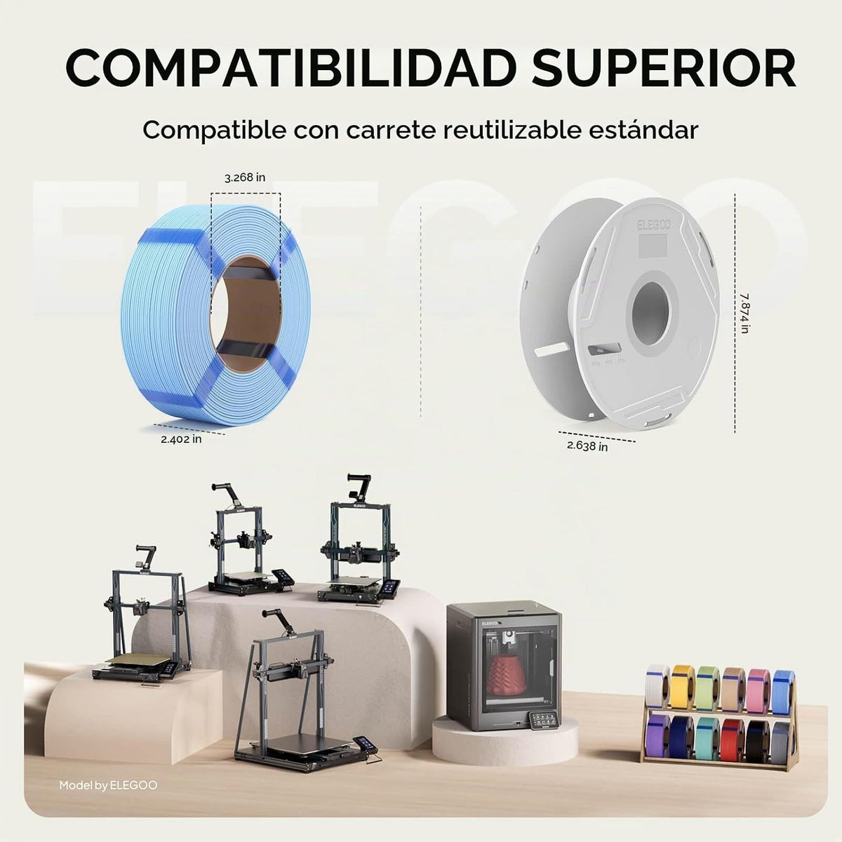 ELEGOO Filamento de recarga de filamento de impresora 3D PLA mate 0...