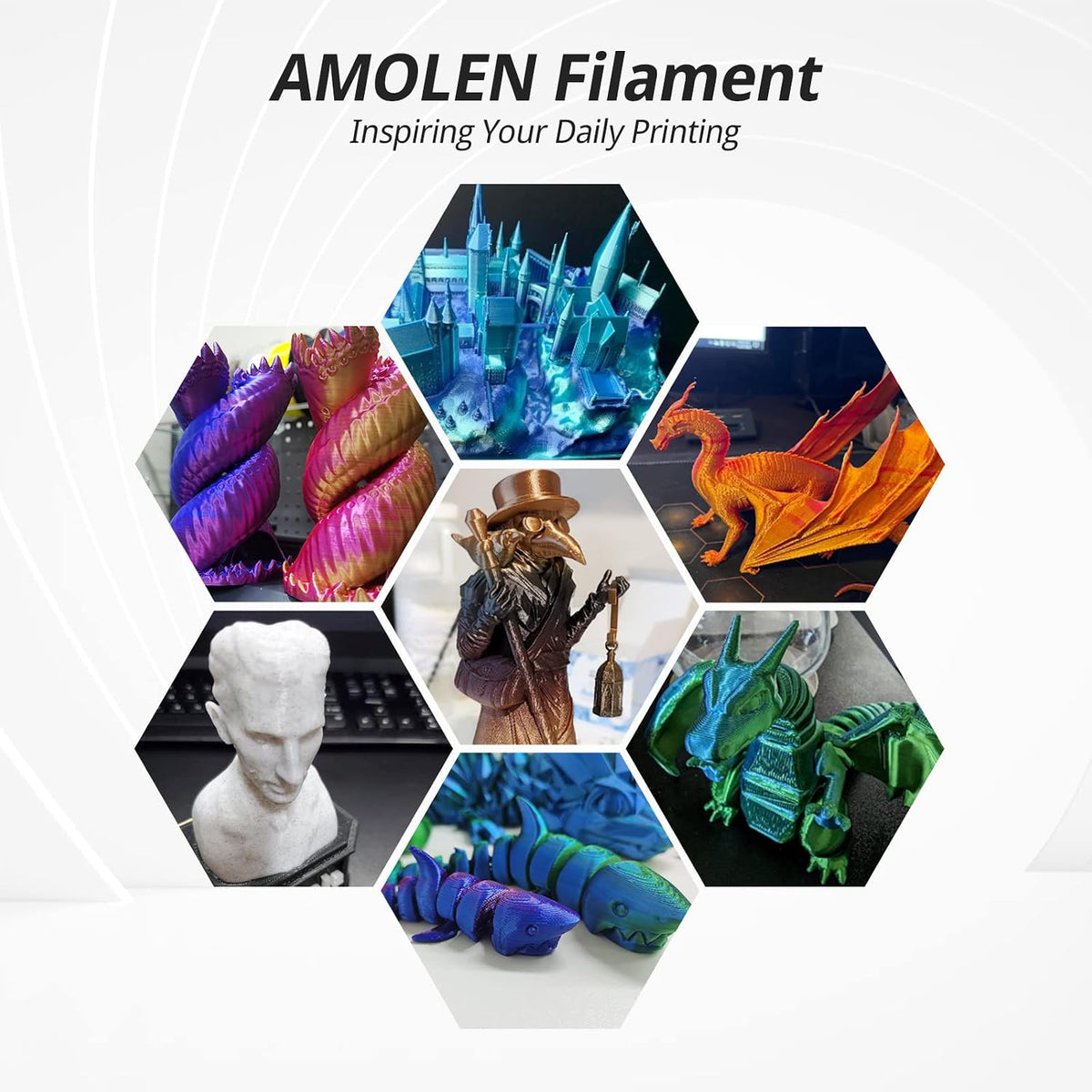 AMOLEN - Filamento de ácido poliláctico para impresora 3D, 1.75 mm,...