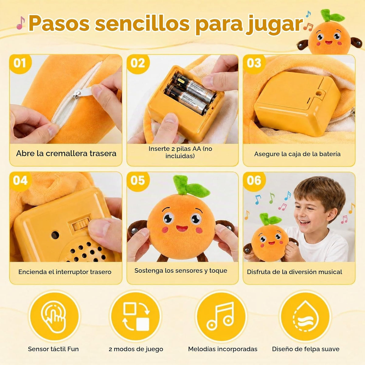 DoddyFun Juego de juguetes de peluche interactivos con música para...