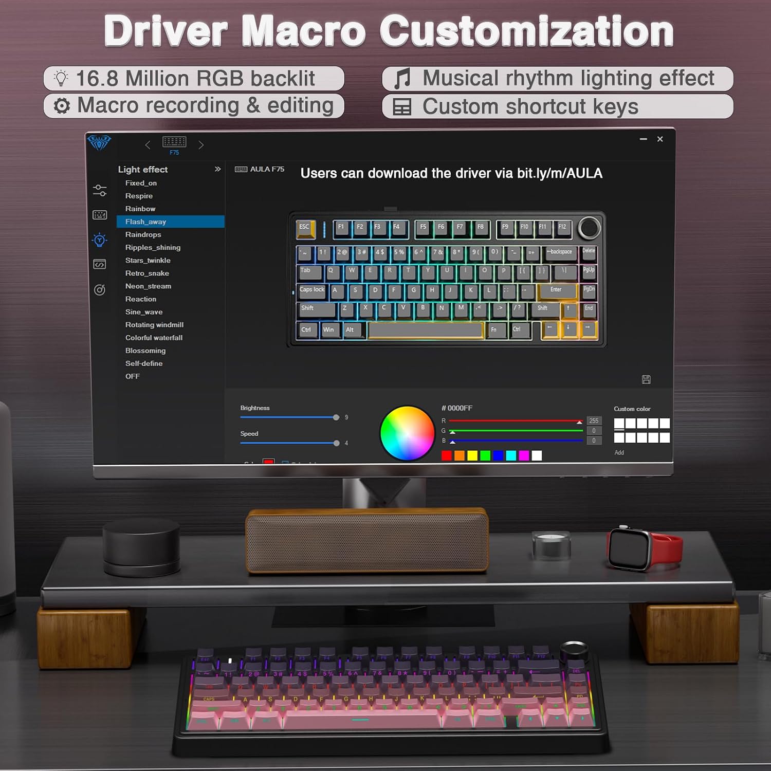 Teclado mecánico inalámbrico AULA F75 Pro, teclado personalizado in...