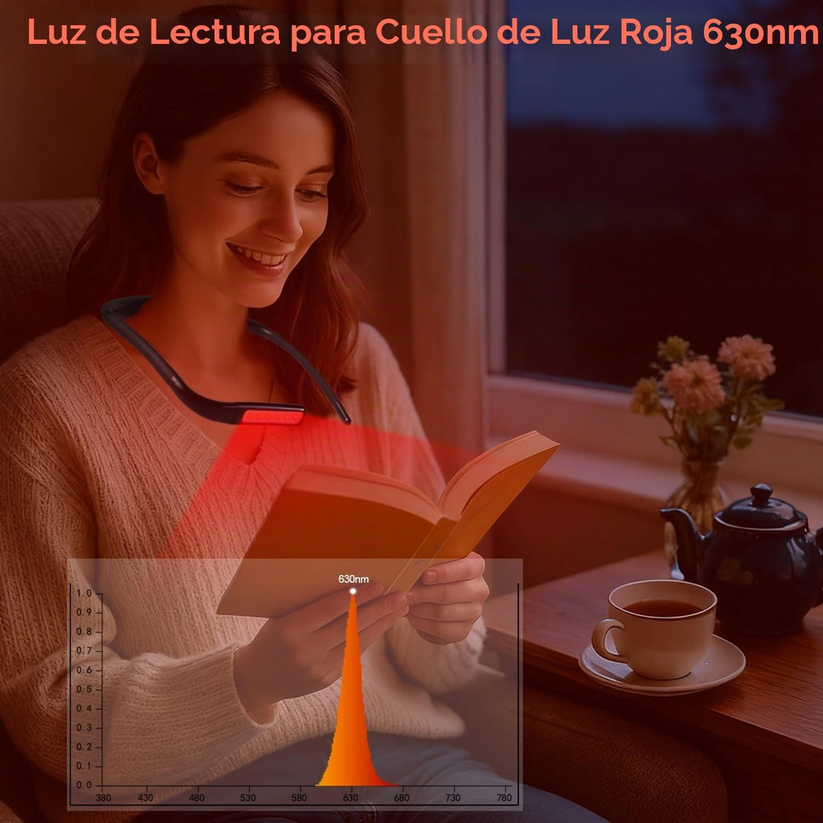 Finezeal Luz de lectura de cuello rojo de 630 nm, luz azul cero, re...