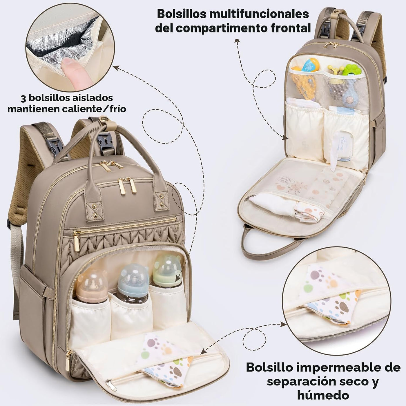 Tealari Mochila para pañales, elegante bolsa de pañales para bebé,...