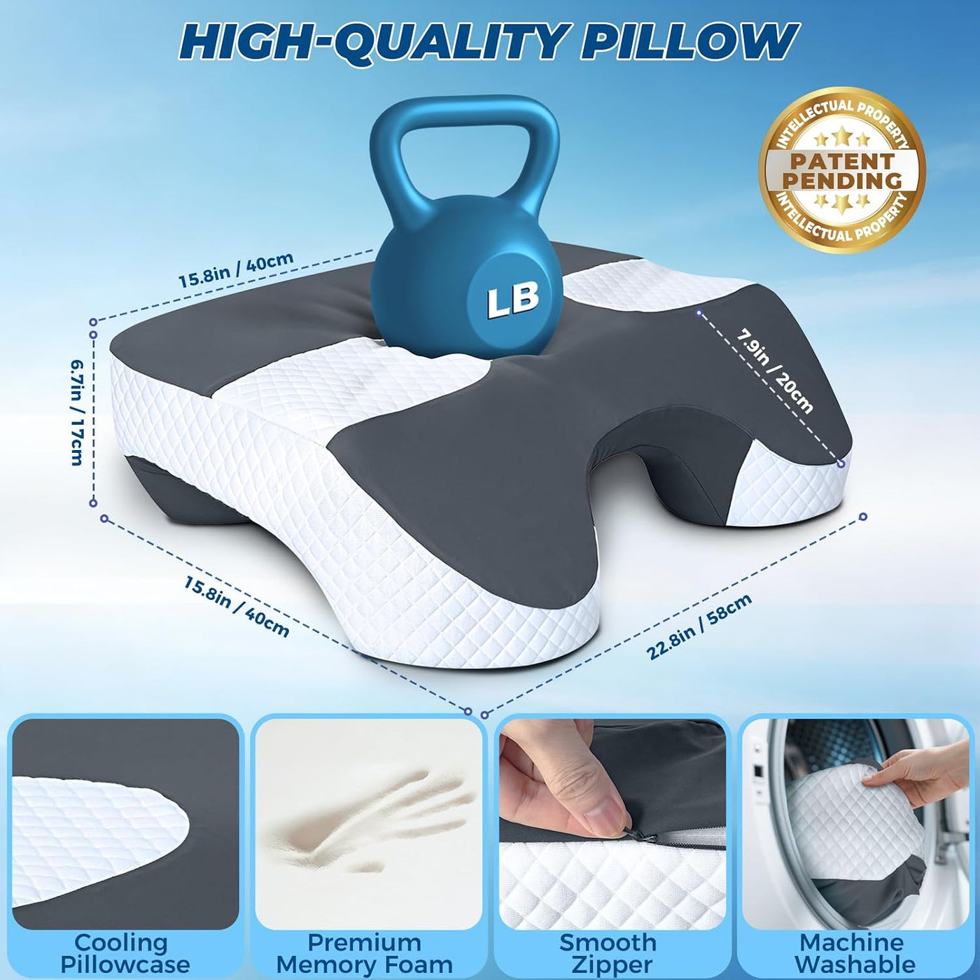 SAHEYER Almohada para dormir lateral con orificios para los brazos,...