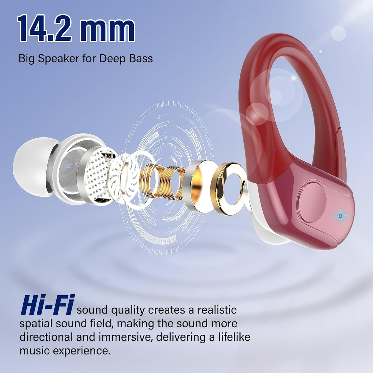 Qecnato 75H Deportes Auriculares inalámbricos Bluetooth 5.4 Auricul...