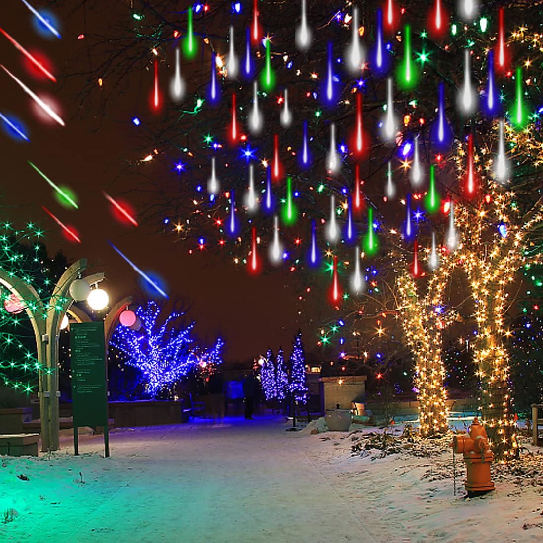 Adecorty Luces de Navidad Árbol al aire libre Luz de carámbano en c...