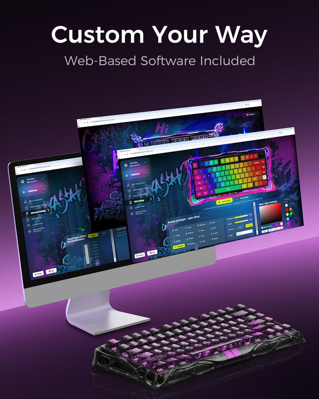 GravaStar Mercury V75 Lite Teclado para juegos con efecto Hall, tec...