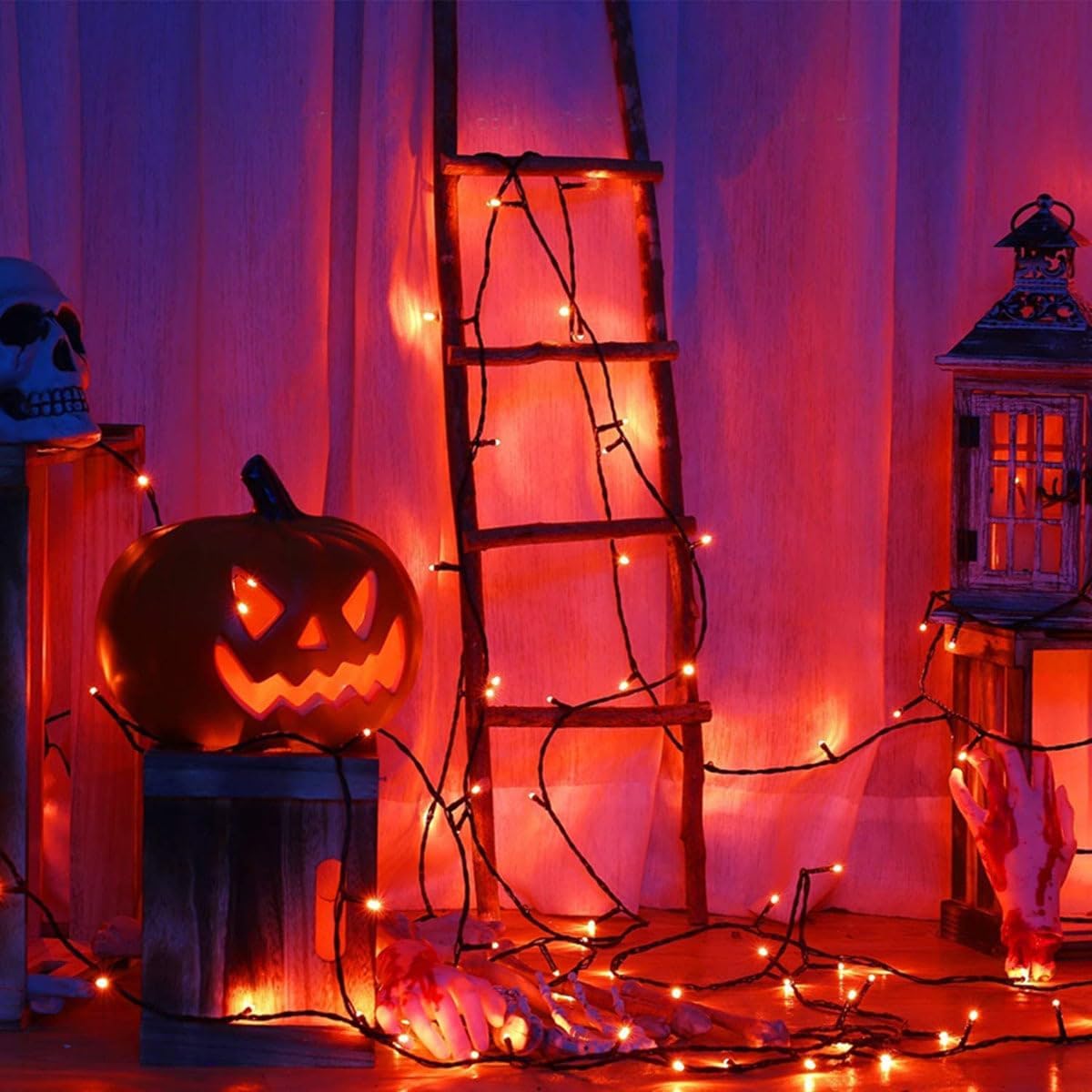 La secuencia naranja extensible de Halloween de los 75.8FT 200 LED...