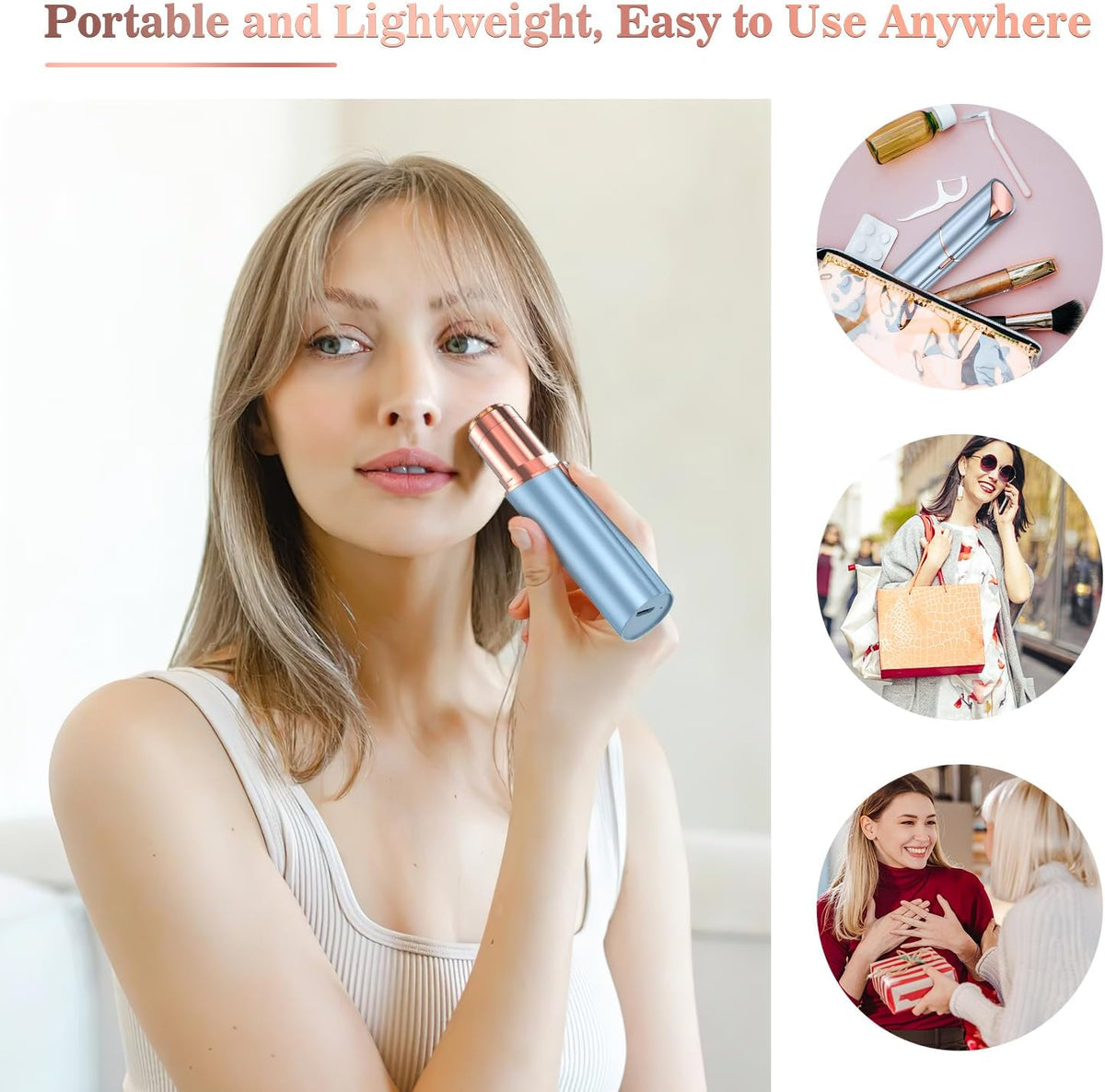 Vexloria Removedor de vello facial para mujeres, recargable por USB...