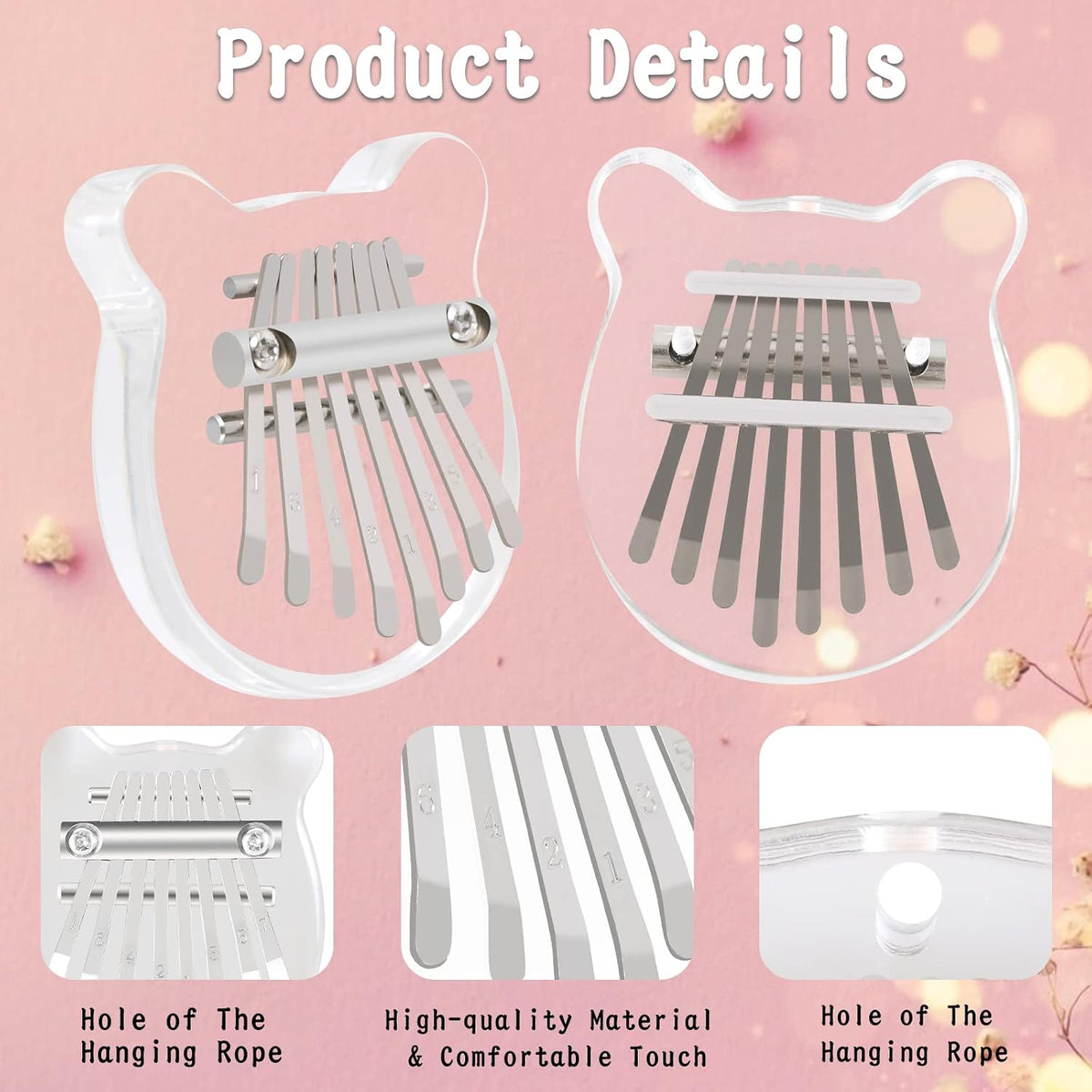 EASTROCK Mini kalimba de 8 teclas, piano de pulgar con accesorio de...