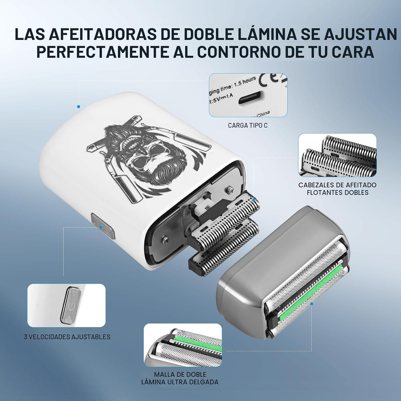 BESTBOMG® Cortapelos para hombres, juego de recortadora, recortador...