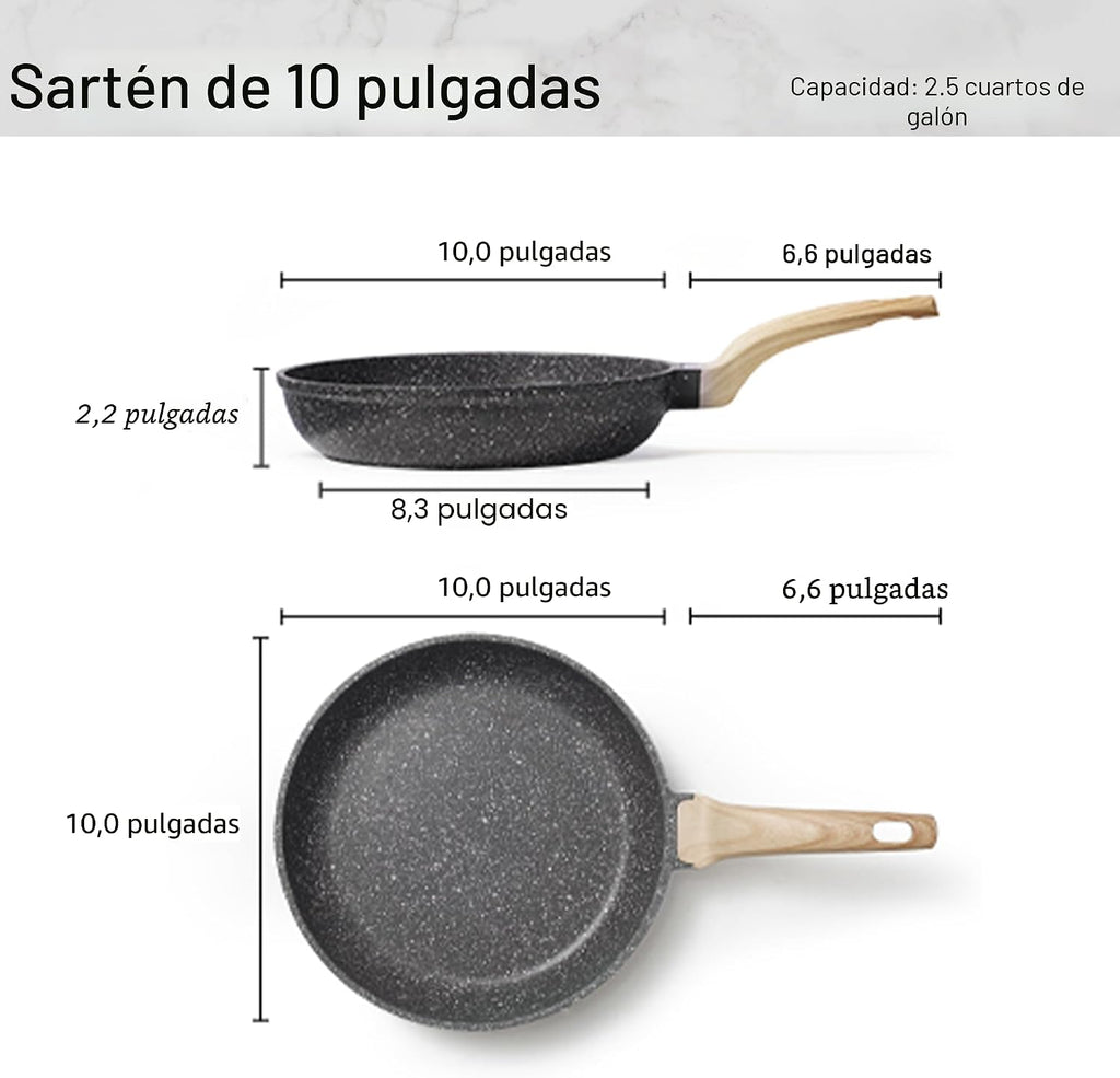 CAROTE Sartén negra antiadherente de 10 pulgadas, sin PFOA | Utensi...