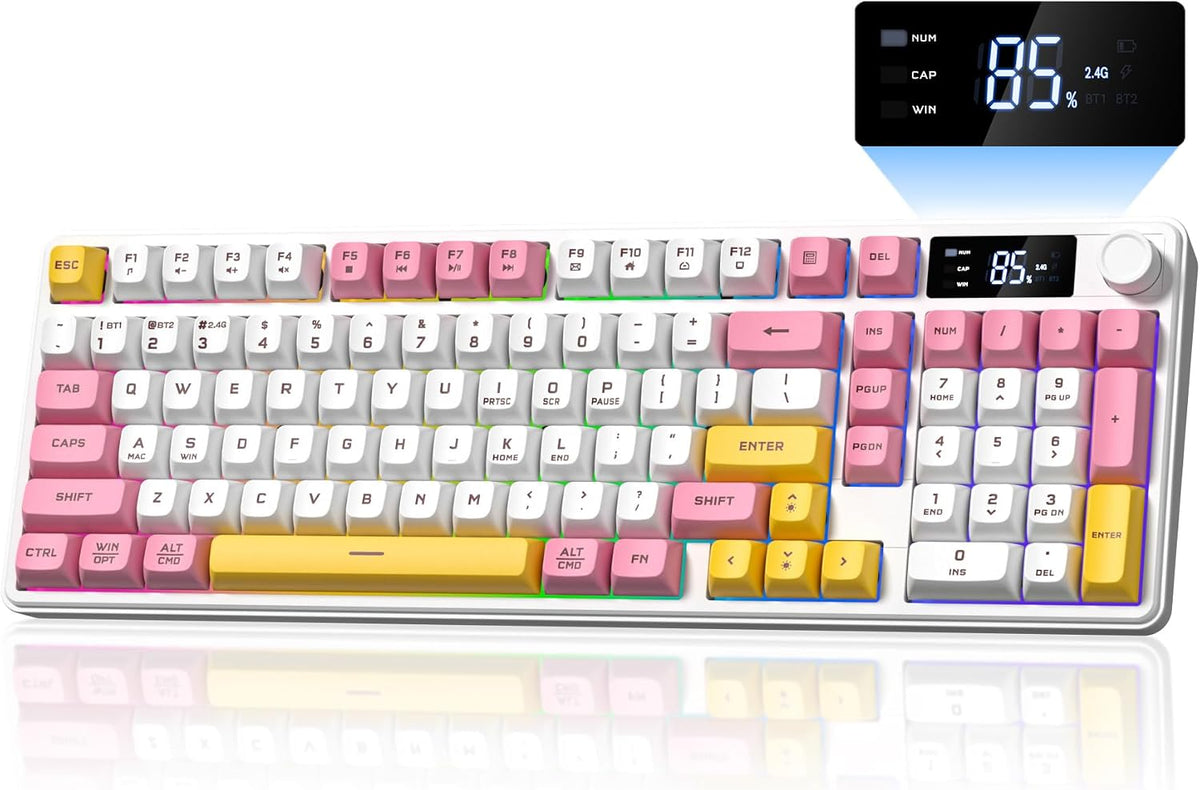 Keymatic Teclado para juegos Teclado cremoso inalámbrico con perill...