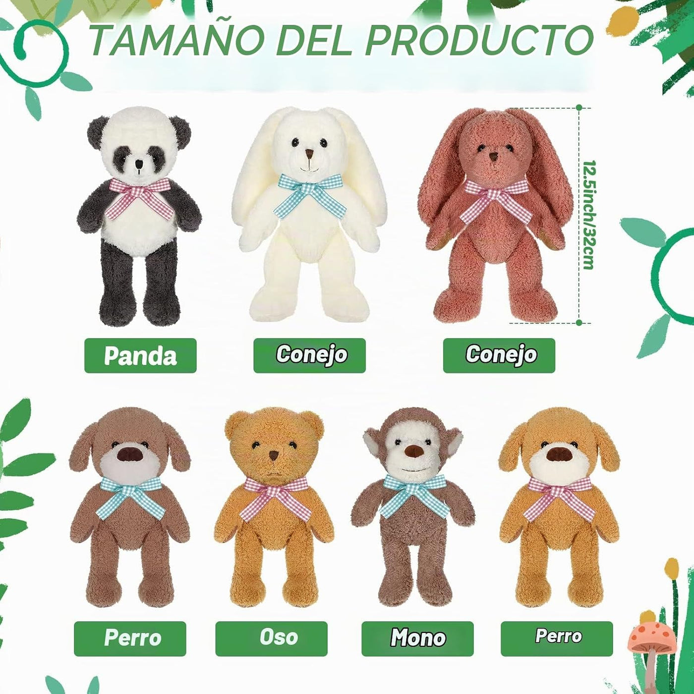 Civaner 7 piezas de animales de peluche a granel de 12.5 pulgadas,...