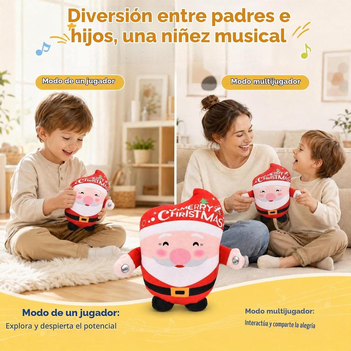 DoddyFun Juguetes sensoriales musicales, juego interactivo de peluc...