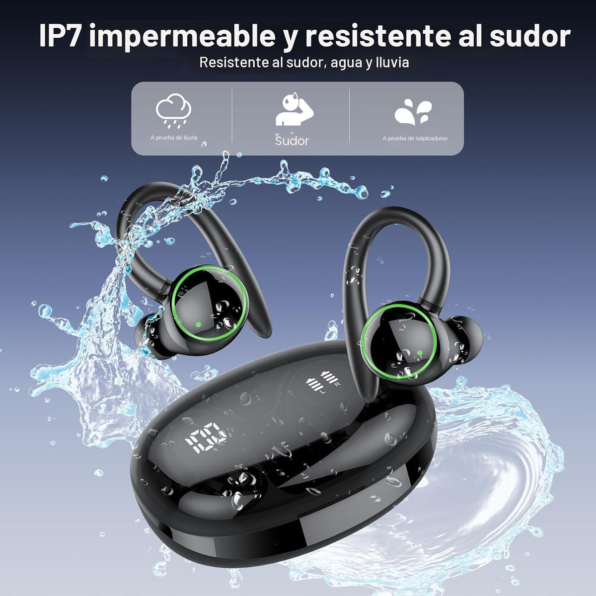 Auriculares inalámbricos, Bluetooth 5.4 Auriculares deportivos sobr...