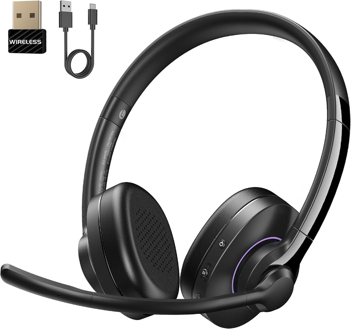AOC Auriculares inalámbricos con micrófono para trabajo, cancelació...