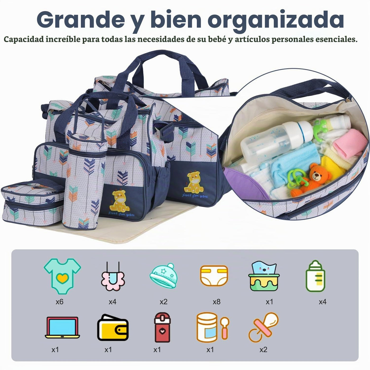 Moclever Juego de 5 bolsas de pañales para bebé, bolsas de bebé par...